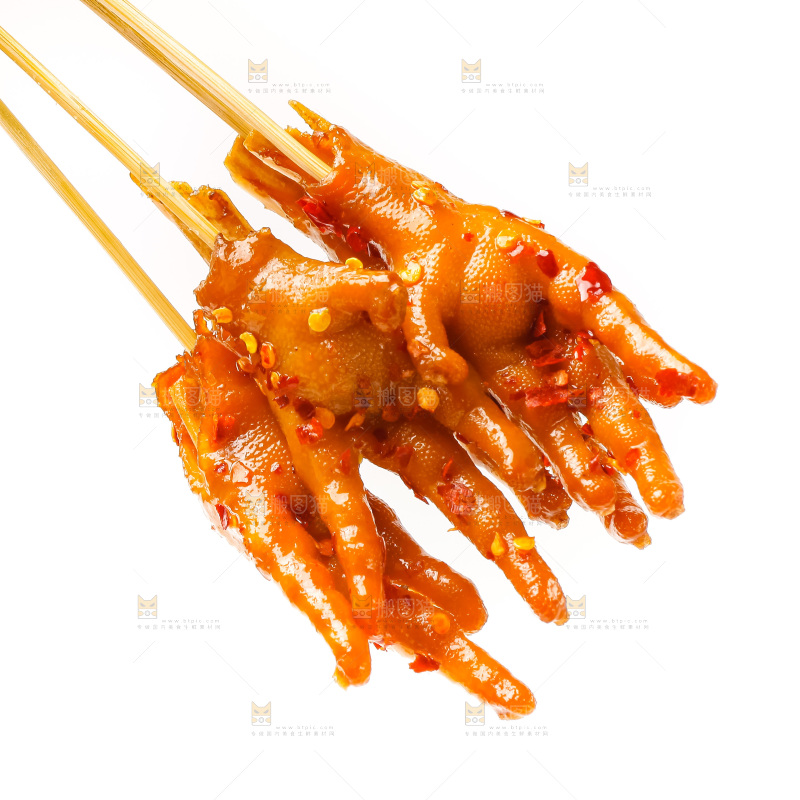 白底上的鸡爪串