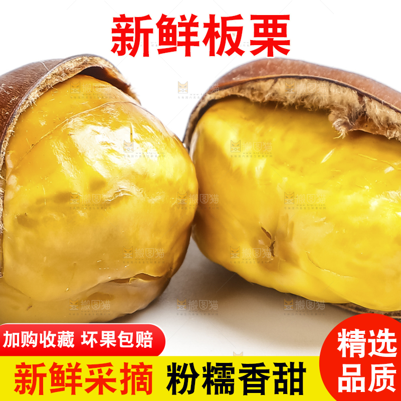 白底上摆放着迁西板栗