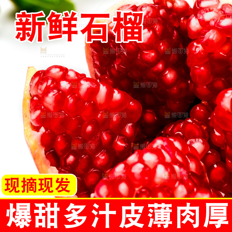 突尼斯软籽石榴放在浅底上