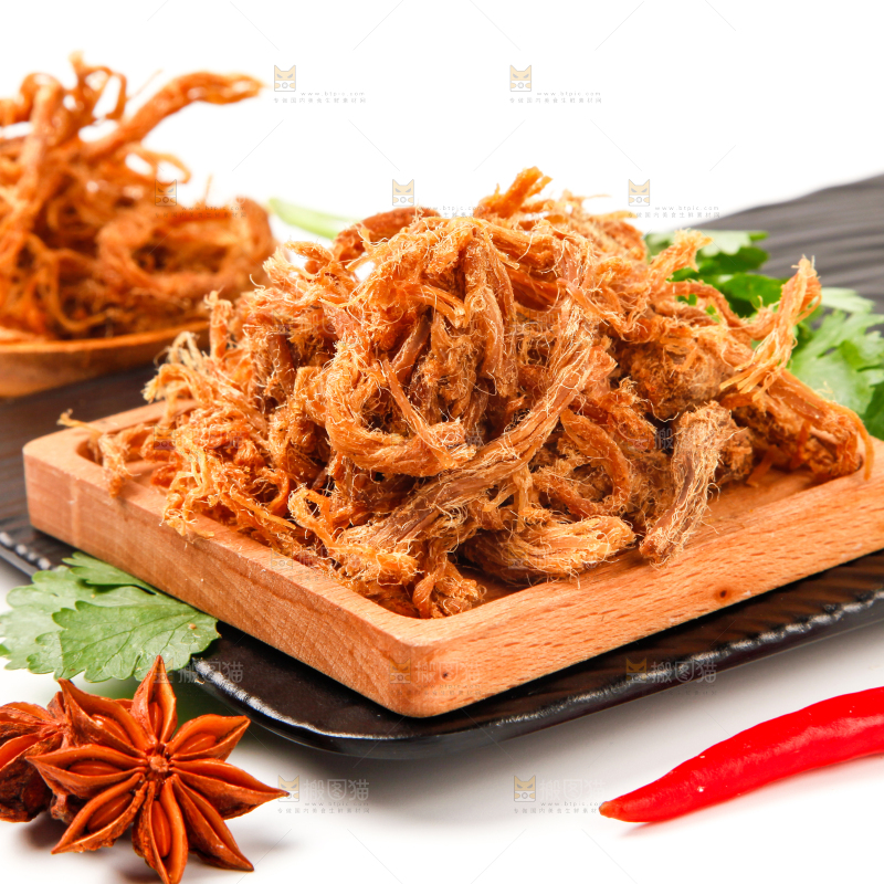 盘子里的手撕猪肉干