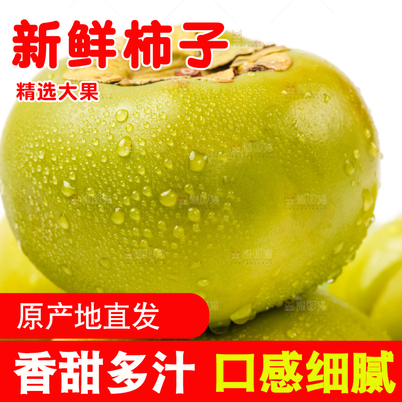 白底上放着青皮柿子
