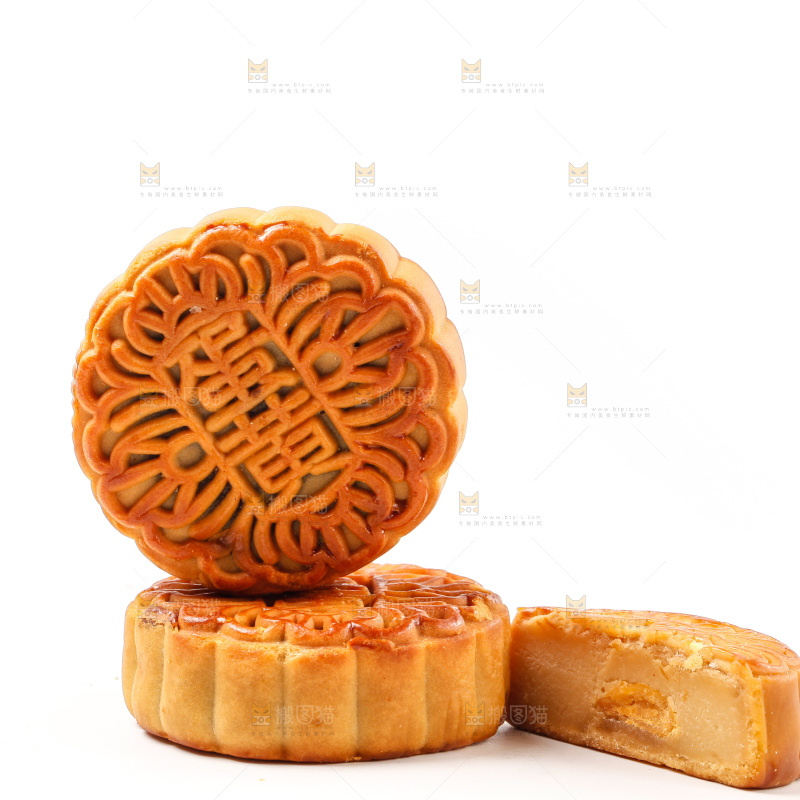 白底上的蛋黄月饼