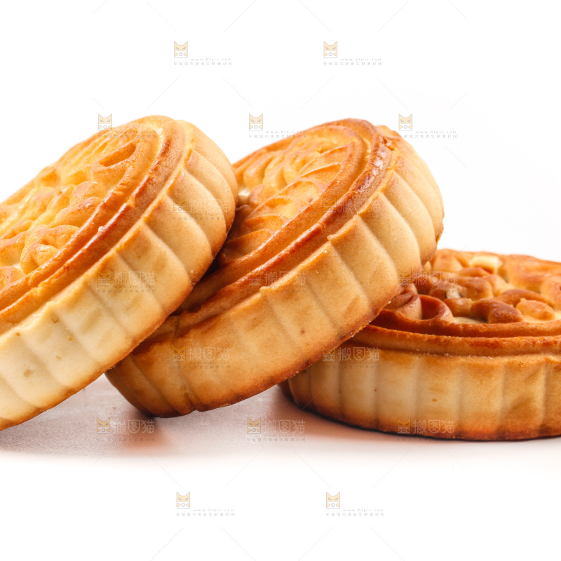白底上的蛋黄月饼