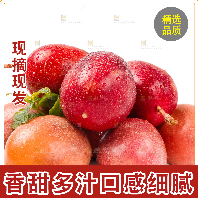 一堆广西百香果放在白底上