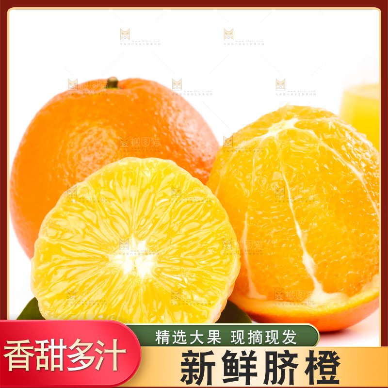 白底上的新鲜橙子