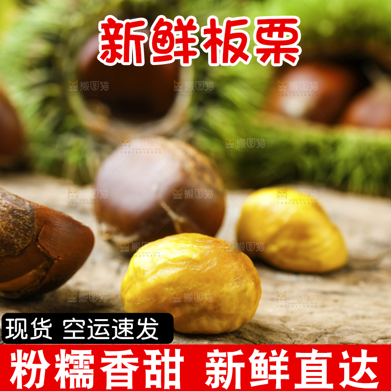 深底上放着新鲜板栗