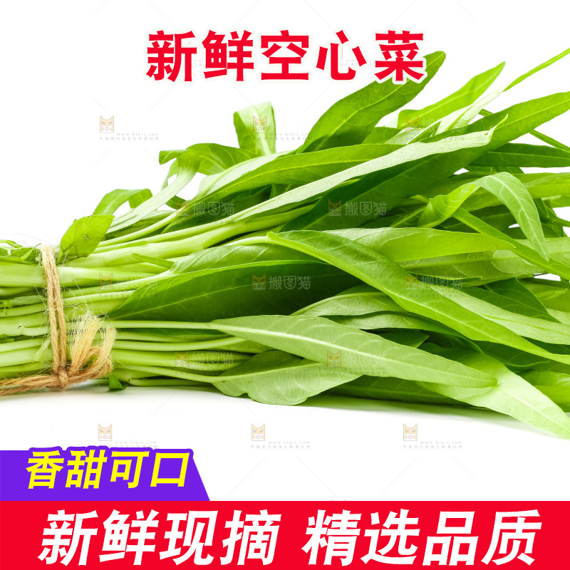 白底上放着空心菜