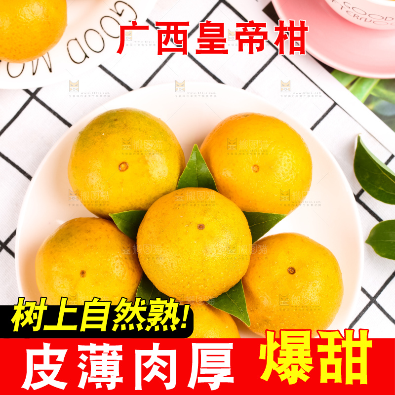 格子底上放着一盘武鸣皇帝柑