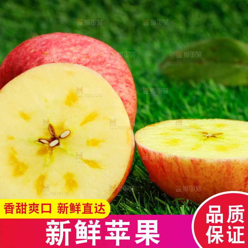 草地上放着冰糖心苹果