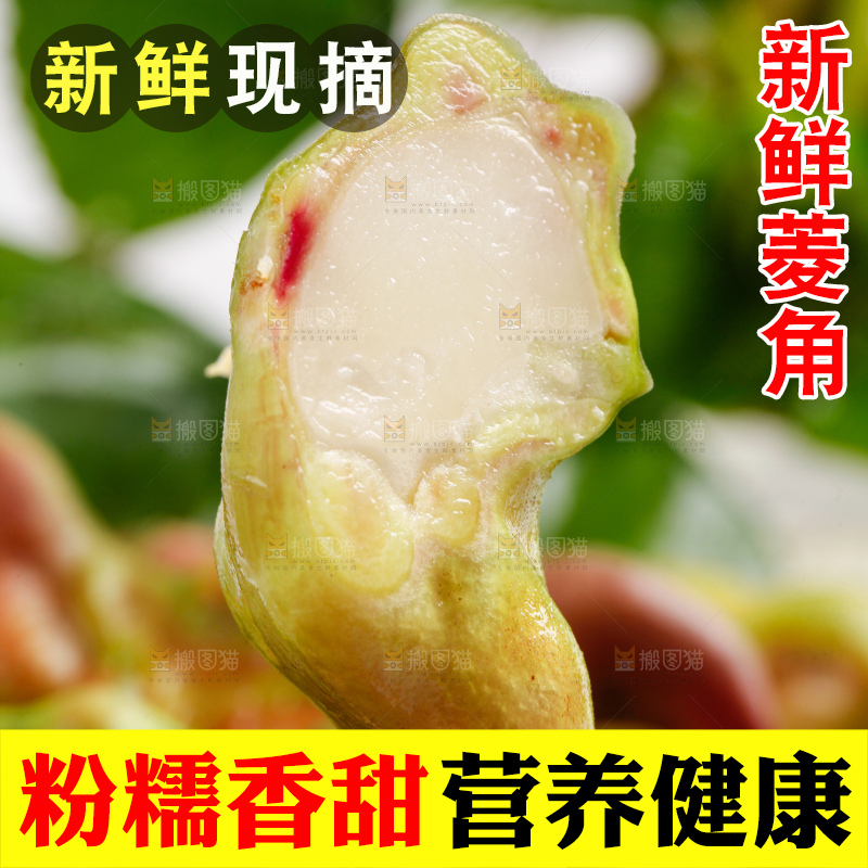 手里拿着新鲜菱角