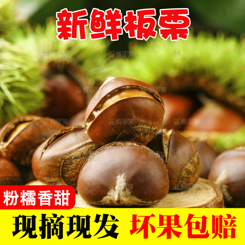 深底上放着新鲜板栗