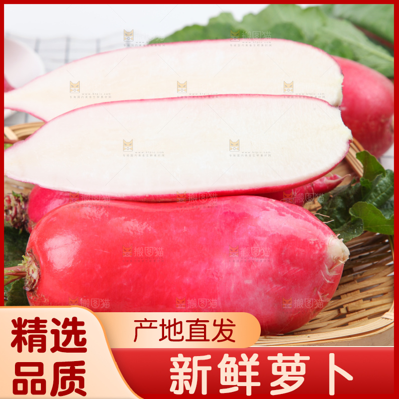 白格子底上的湖北红皮萝卜