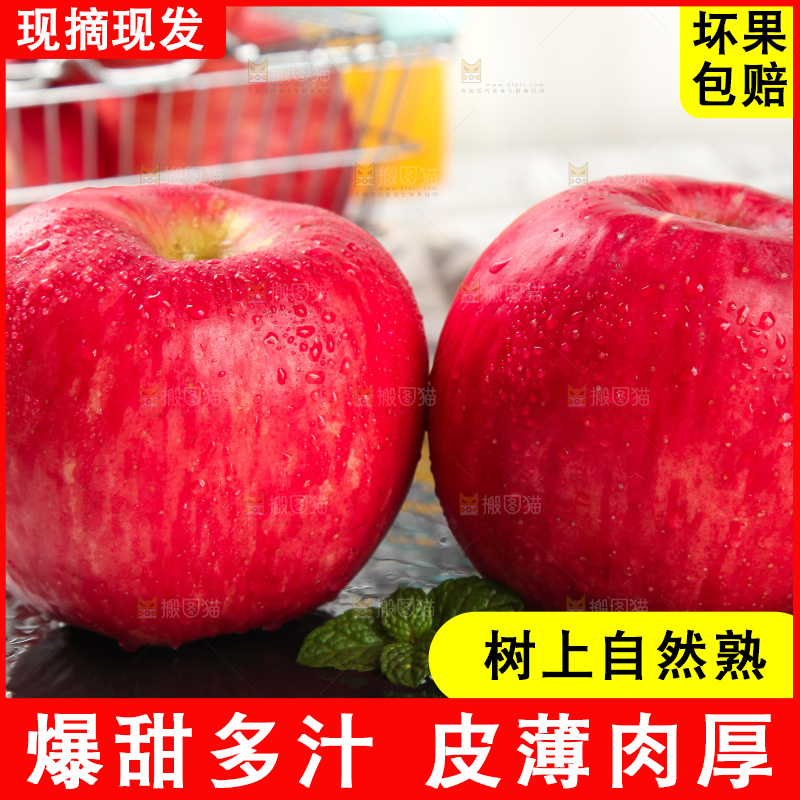 黑石板上的洛川红富士苹果