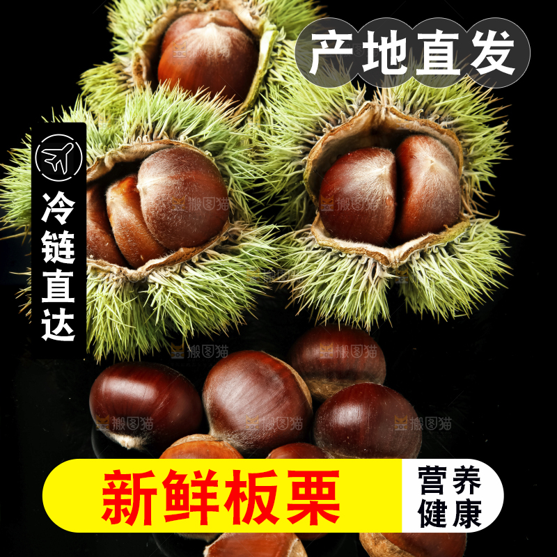 黑底上放着迁西板栗