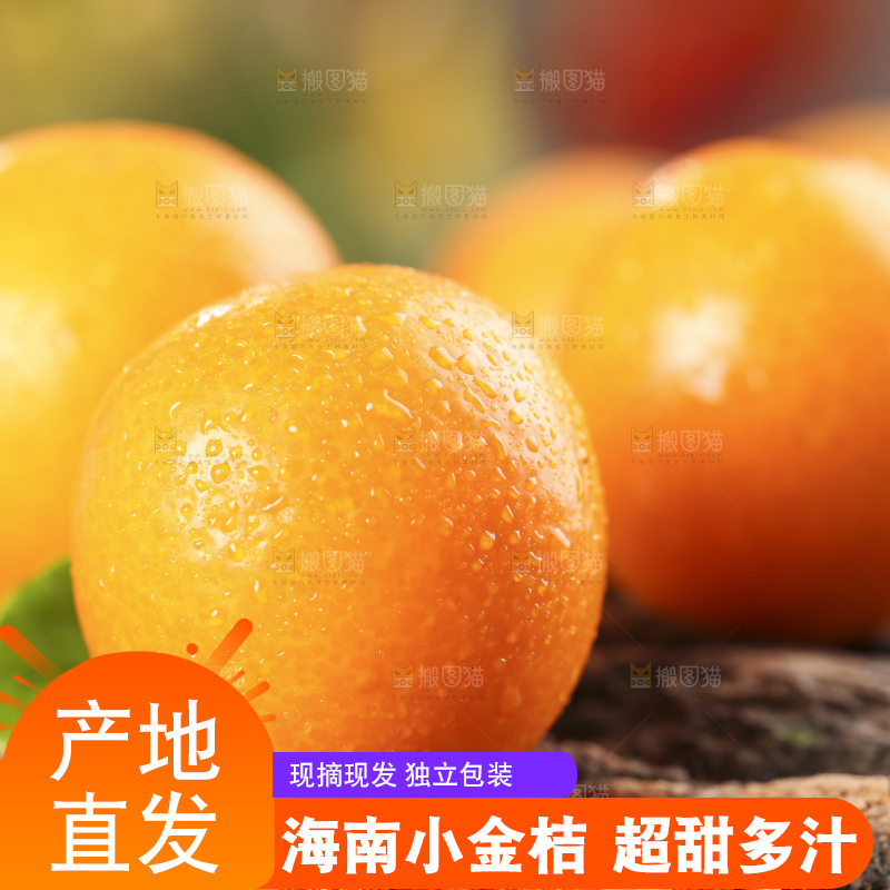 木底上放着新鲜金钱桔