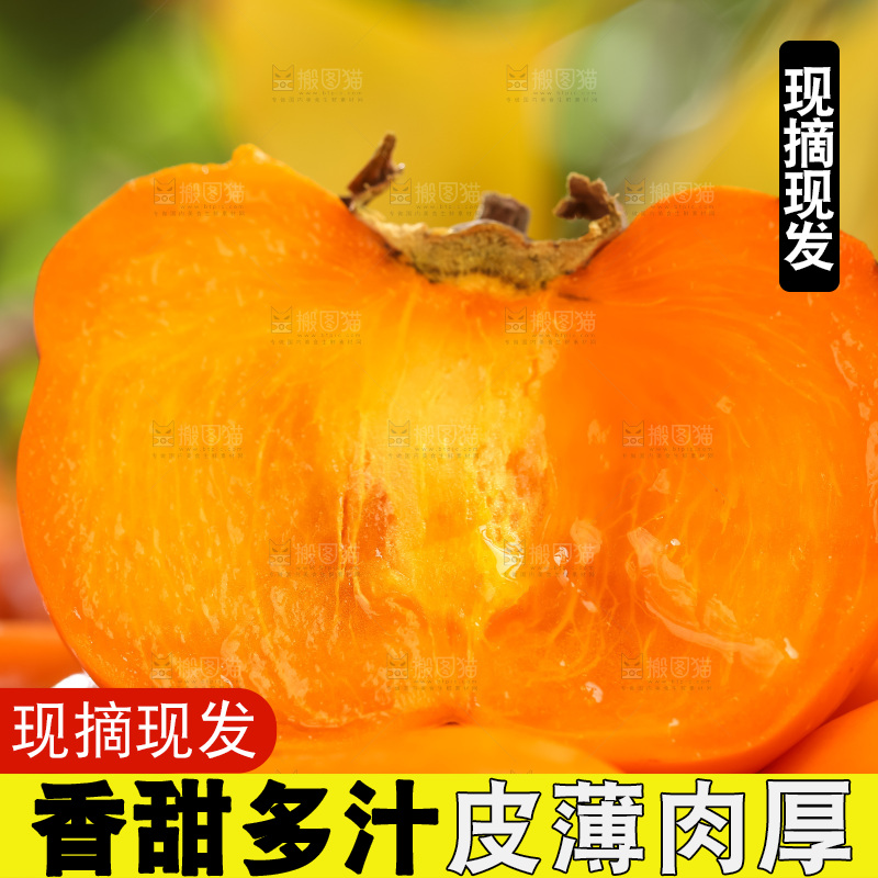 篮子里装着河北磨盘柿子