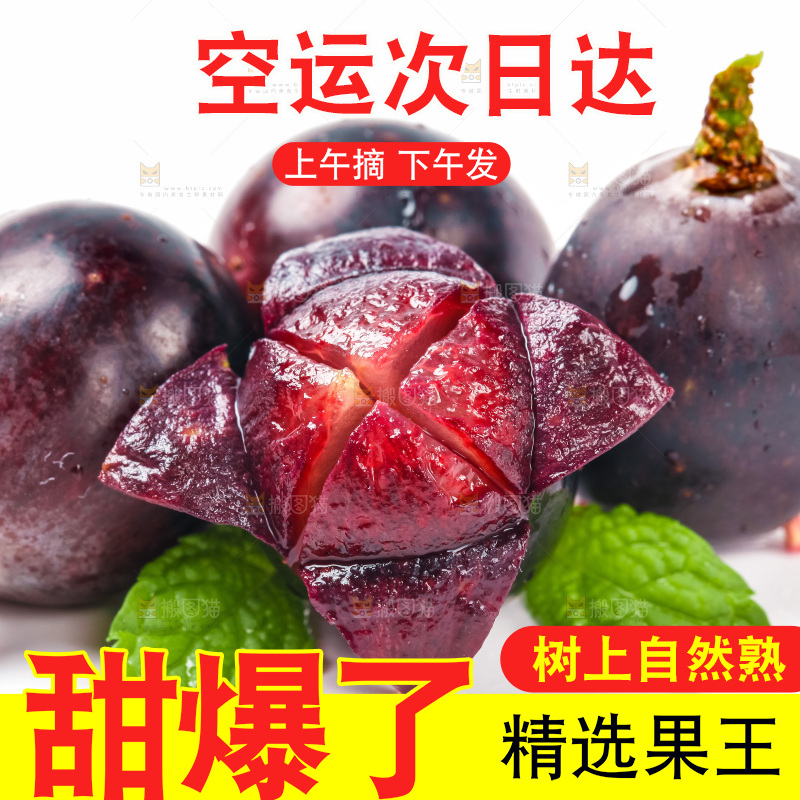 夏黑葡萄放在白底上