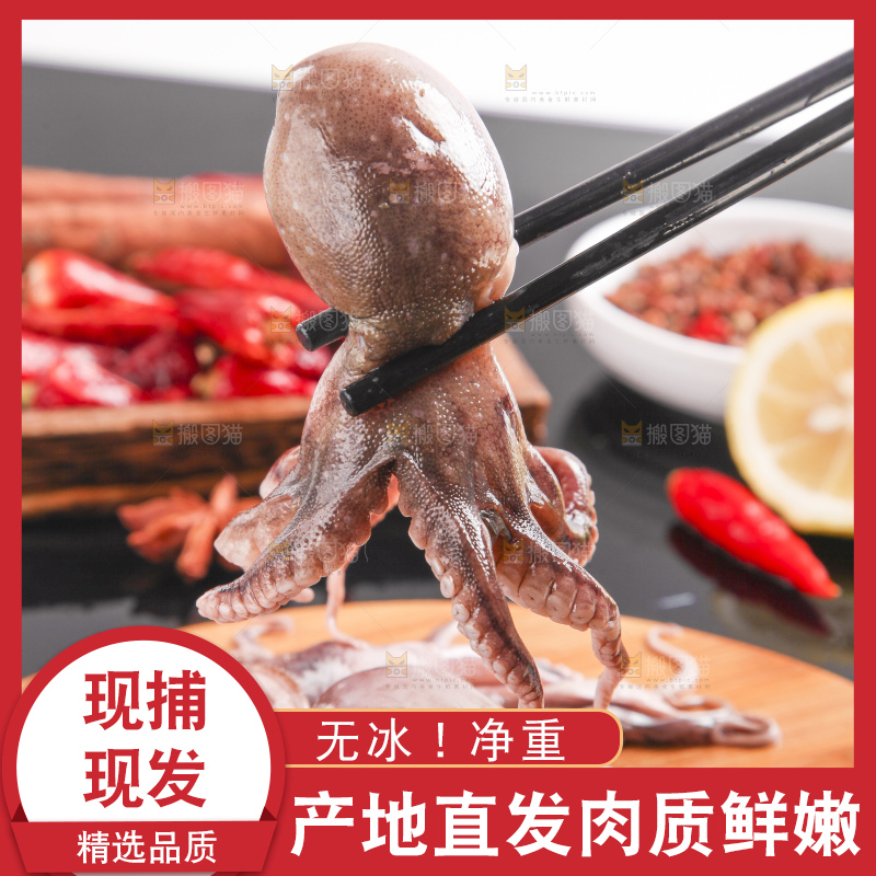 木板上放着章鱼