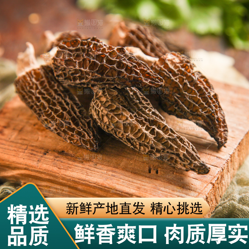 木底上的干羊肚菌