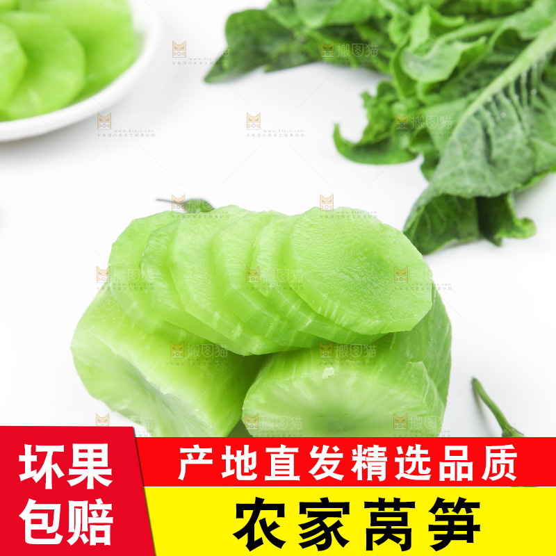 白底上摆放着莴苣
