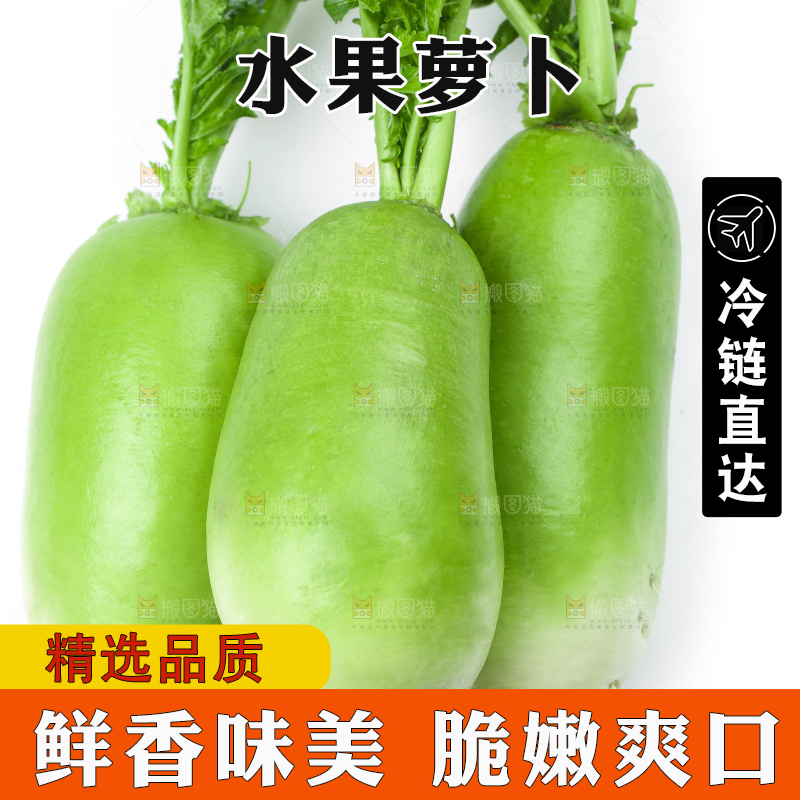 白底上放着青萝卜