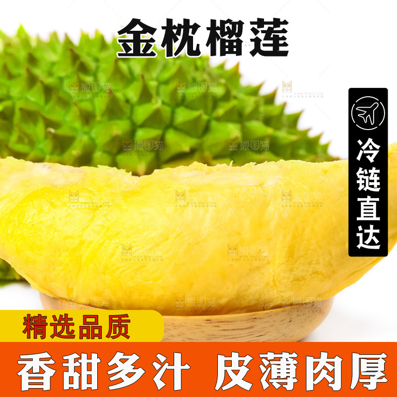 白底上放着泰国金枕榴莲