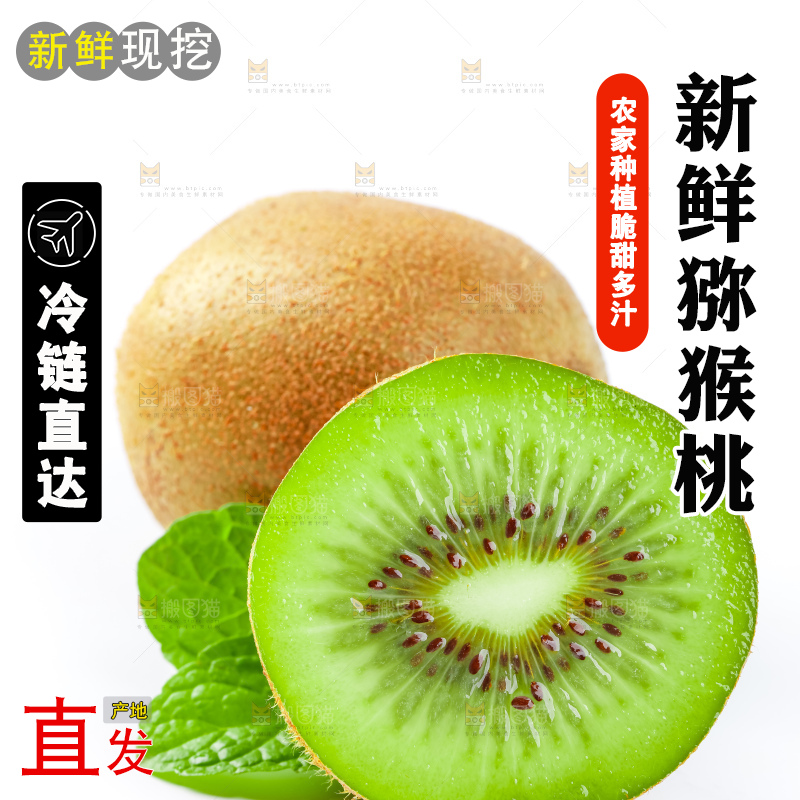 白底上的陕西猕猴桃