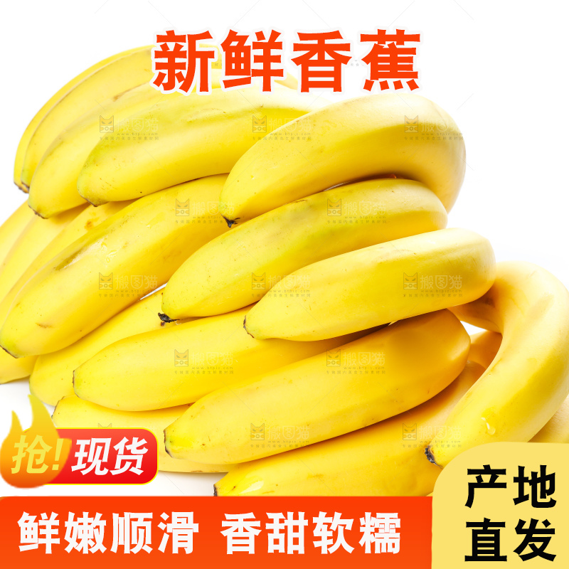 白底上的新鲜香蕉