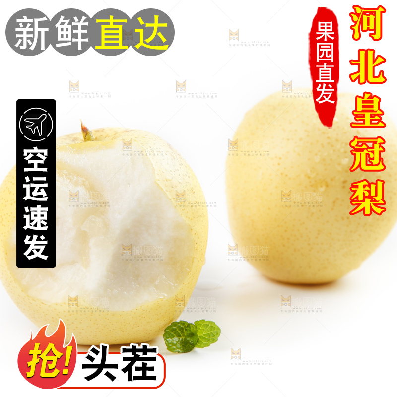 白底上摆放着河北皇冠梨