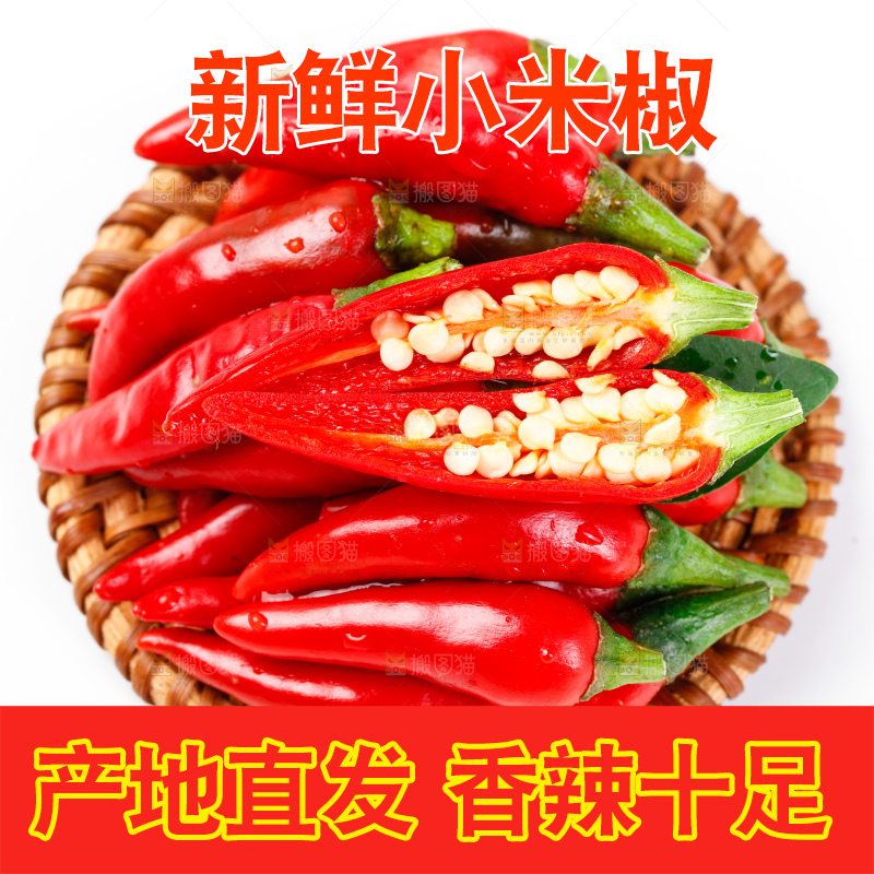 白底上摆放着广西小米椒