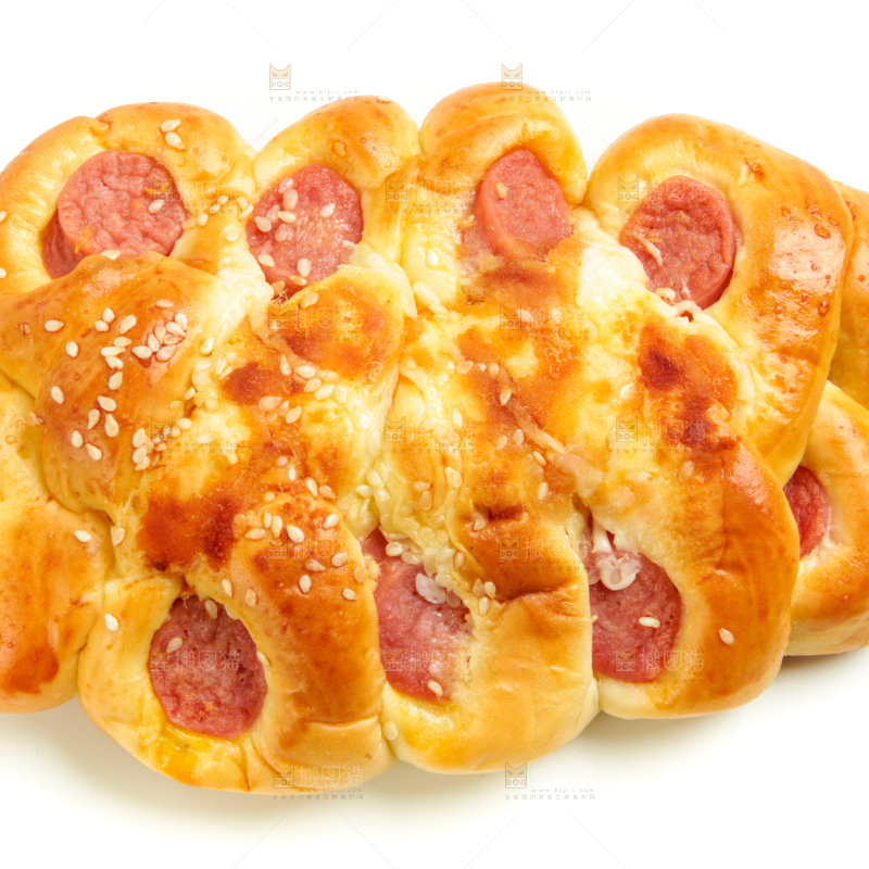 白底上的火腿肉松面包