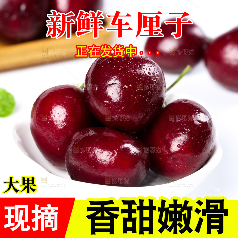 白底上的新鲜车厘子