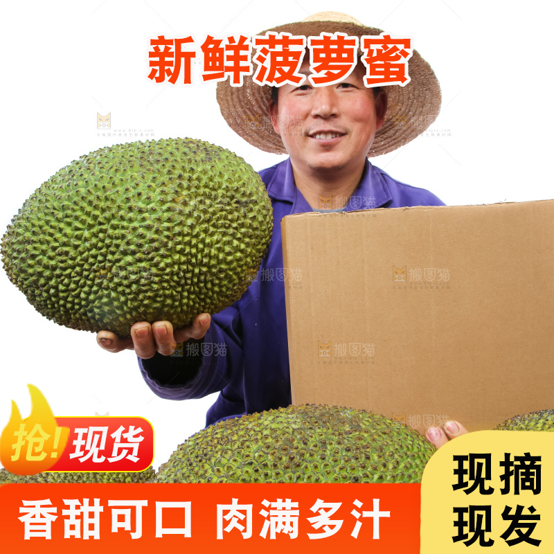 农民手里拿着菠萝蜜