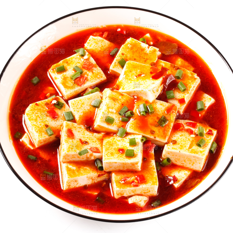 盘里装着麻婆豆腐