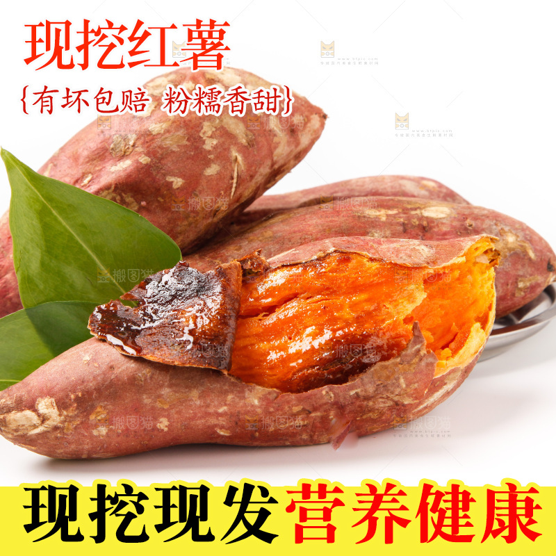 白底上的烤红薯