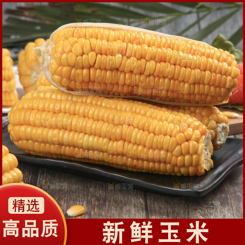木底上放着一盘黄玉米