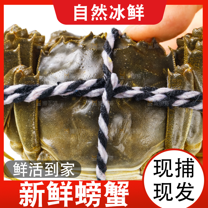 手里拿着鲜活螃蟹