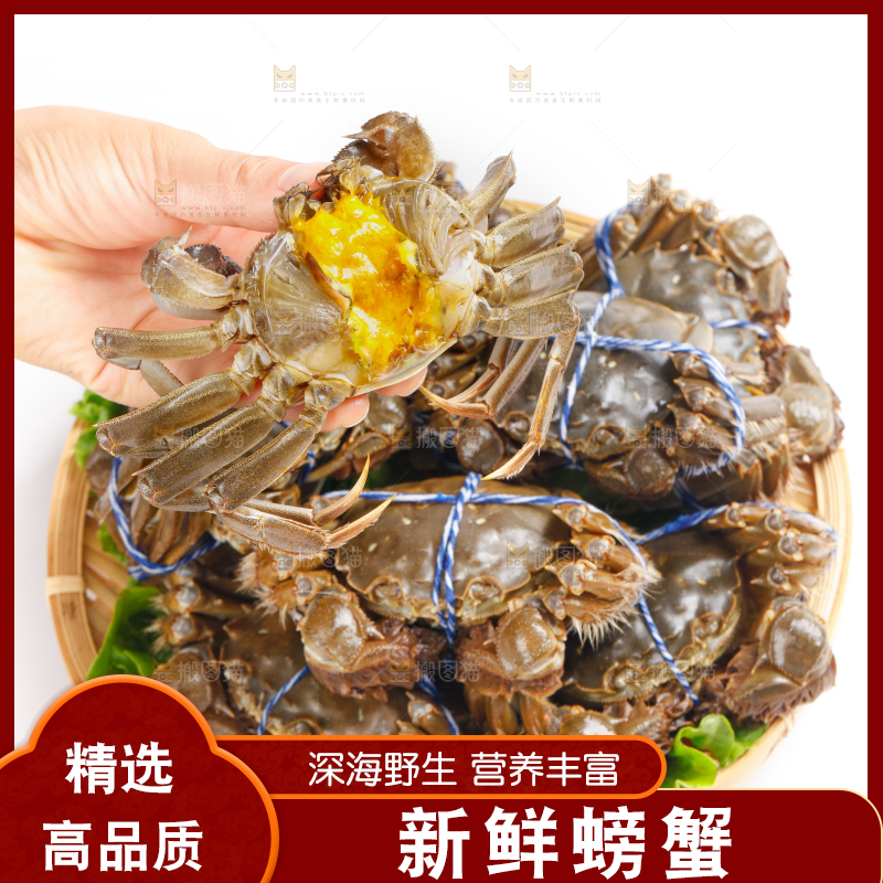 篮子里装着鲜活螃蟹