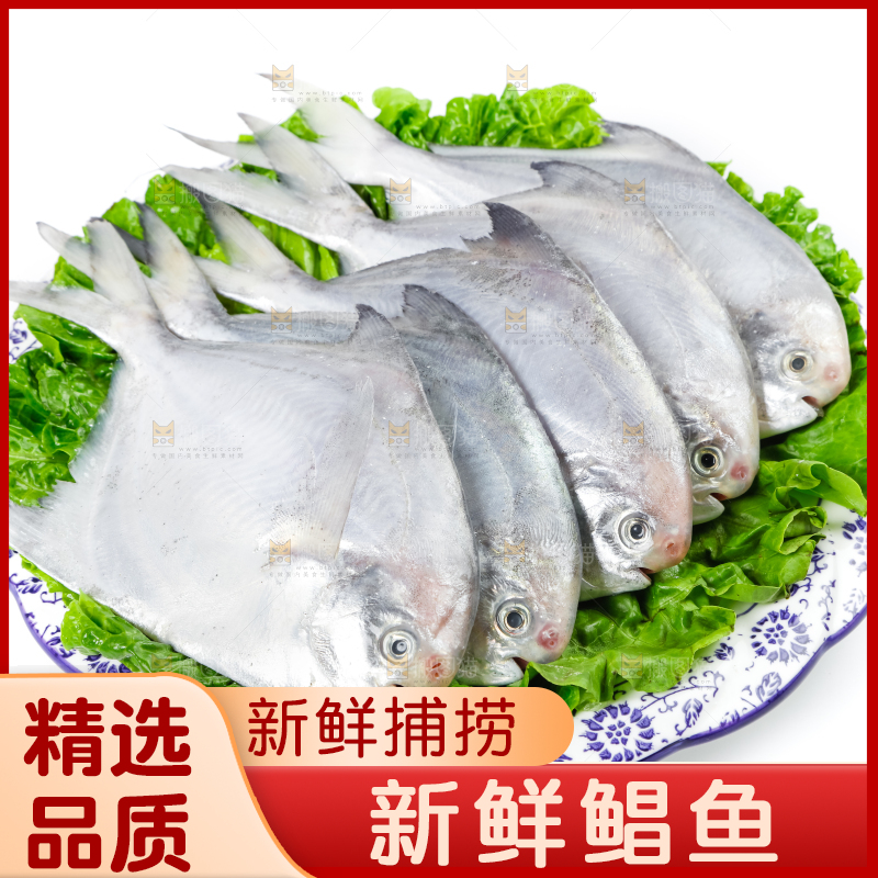 盘子里装着鲳鱼
