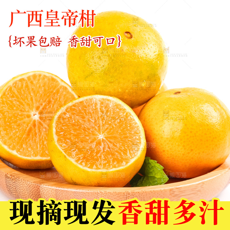 白底上放着一盘广西皇帝柑