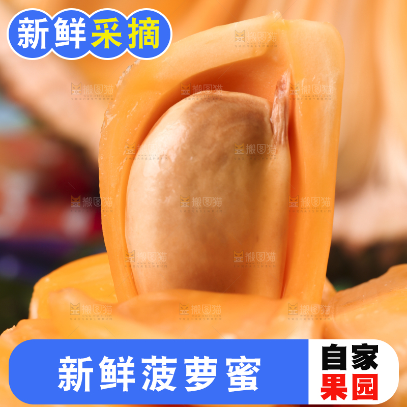 蓝底上放着泰国菠萝蜜