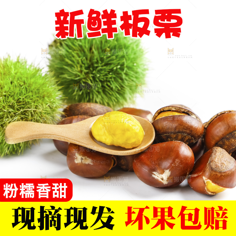 白底上的熟板栗