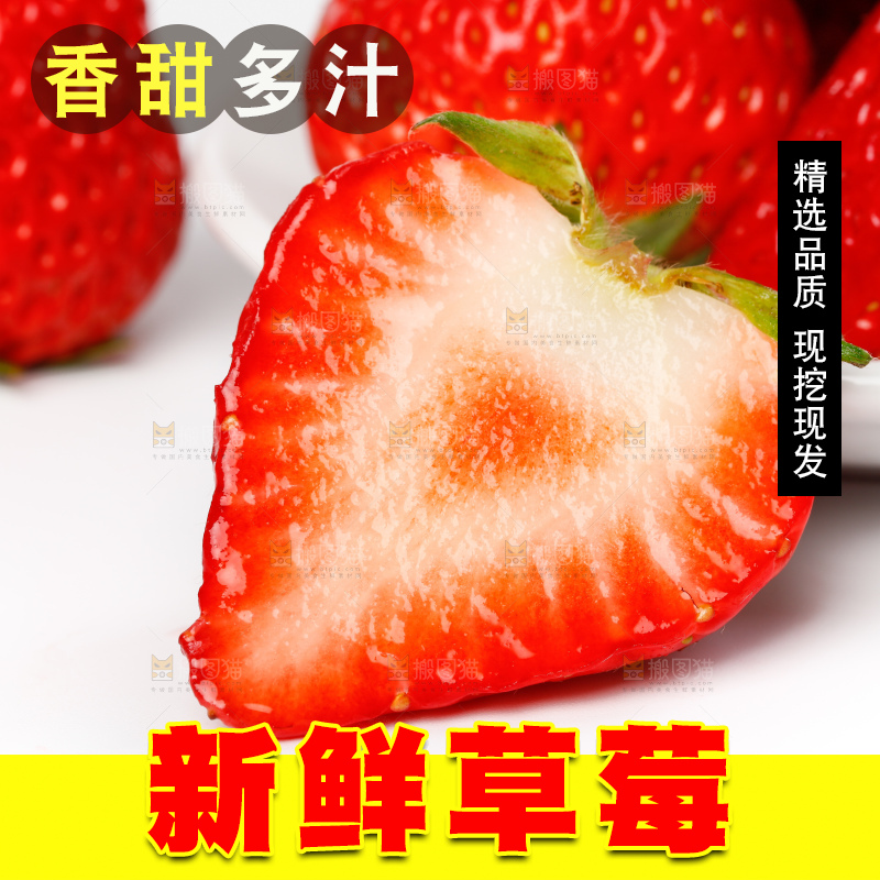 白底上的红颜草莓