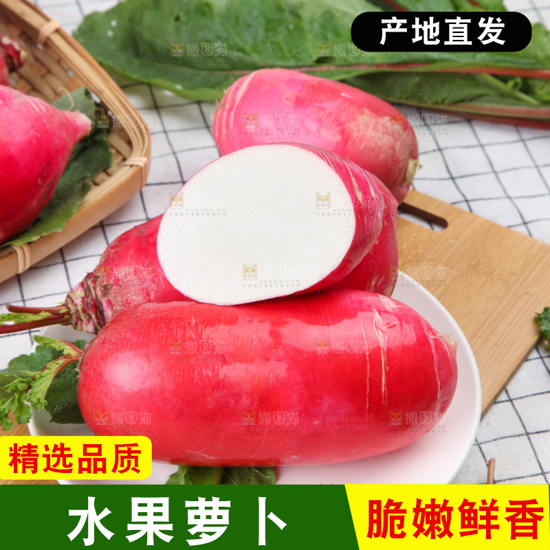白格子底上的湖北红皮萝卜