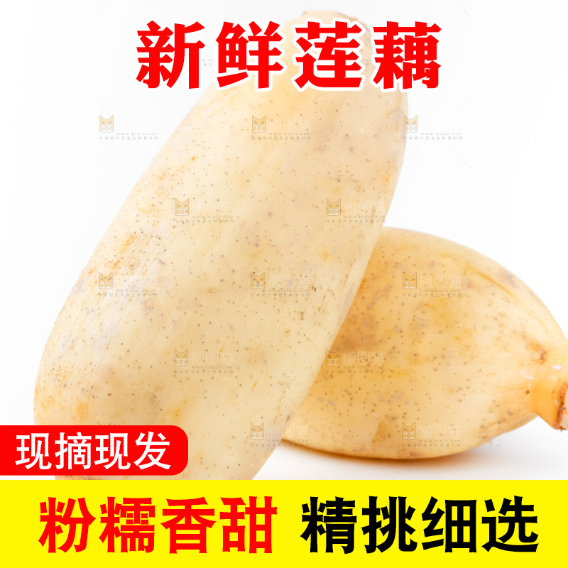 白底上放着莲藕