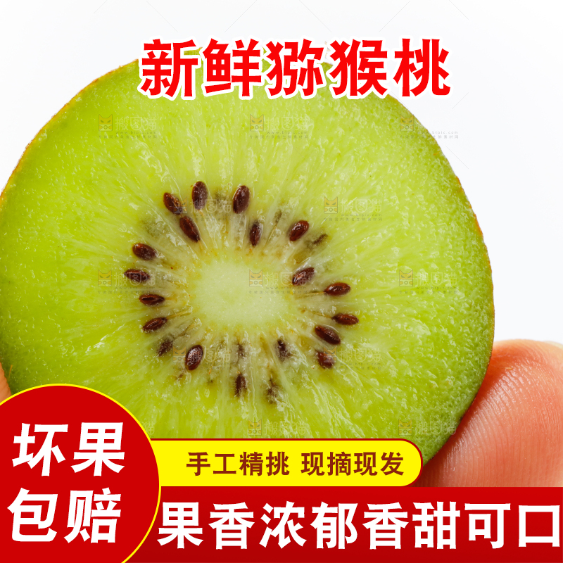 白底上的绿心猕猴桃