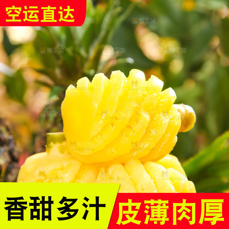 黑石板上放着泰国小菠萝