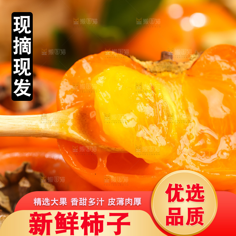 黑石板上放着易县磨盘柿