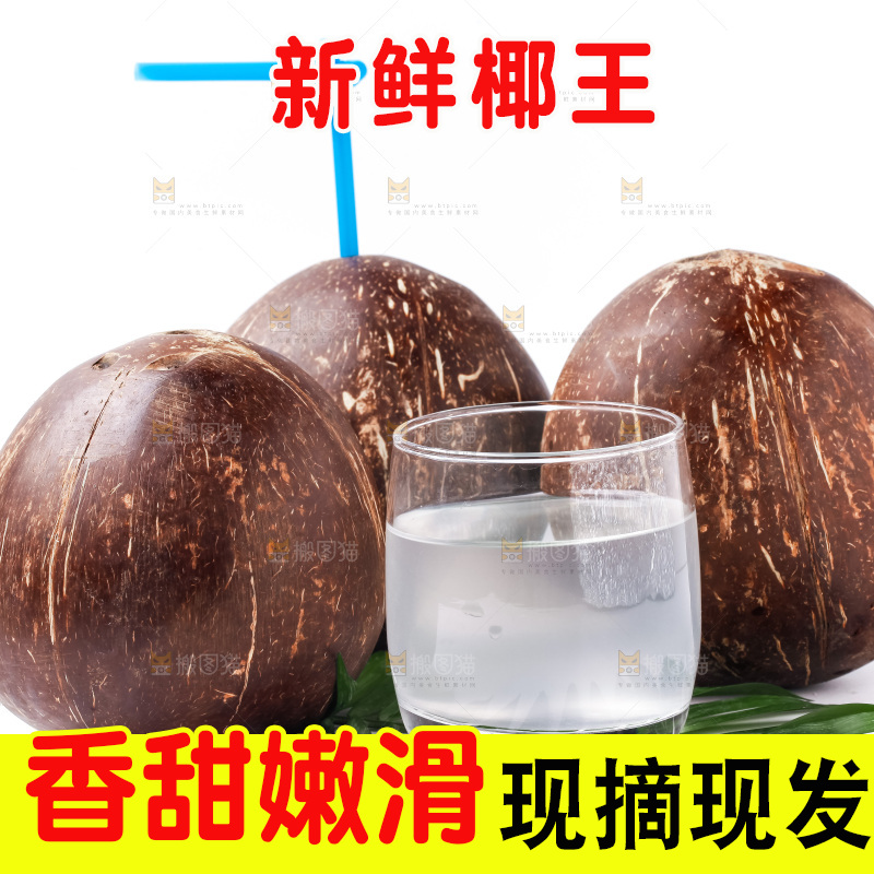 白底上摆放着老椰子