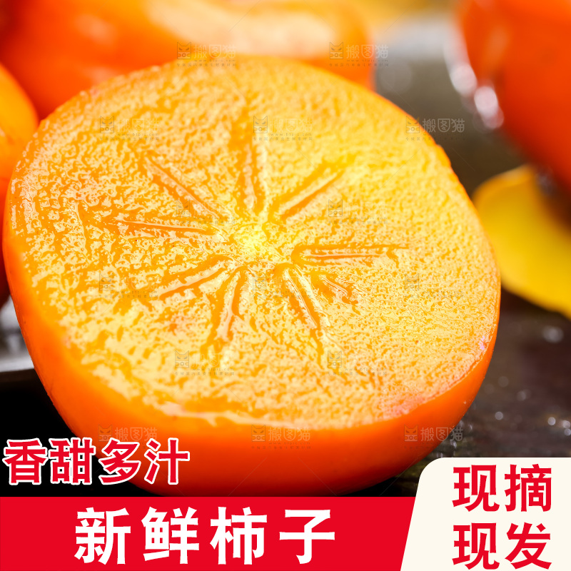 黑石板上放着易县磨盘柿